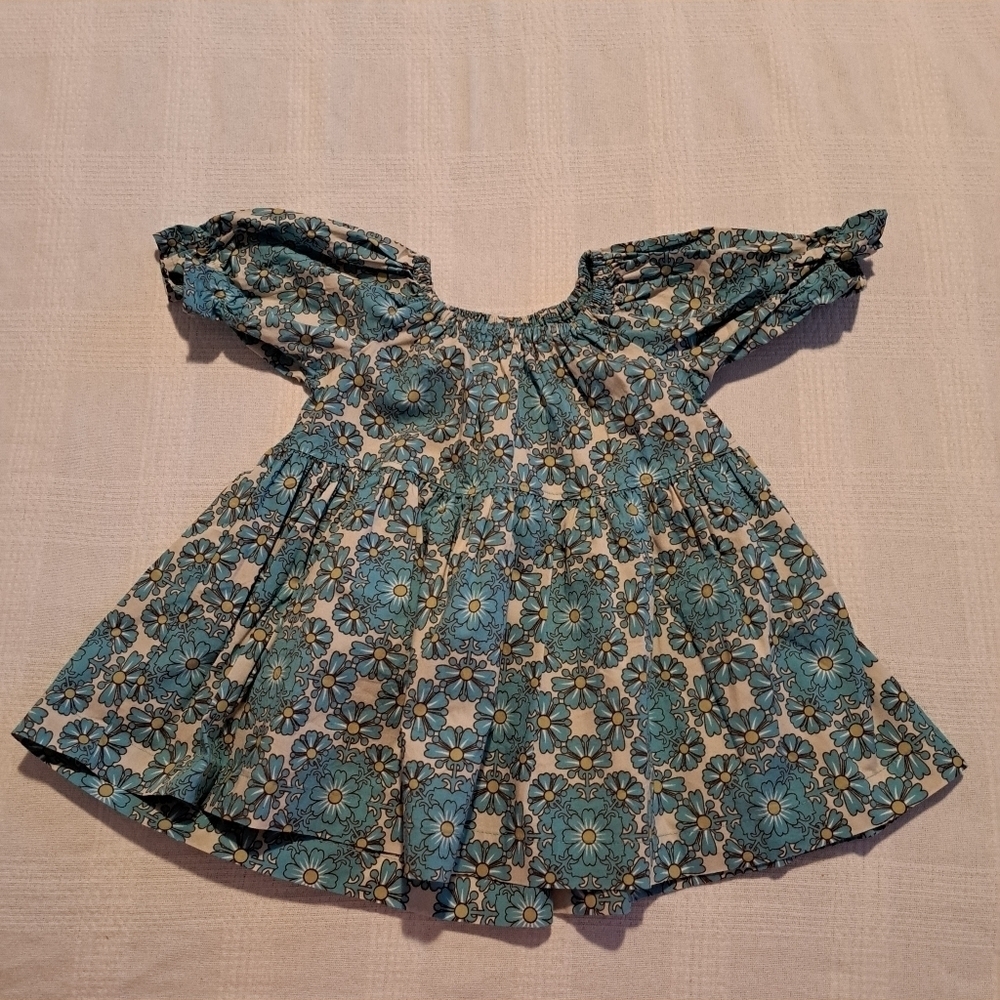 Matilda Jane girls size 2 blue and olive green floral dress, vguc
